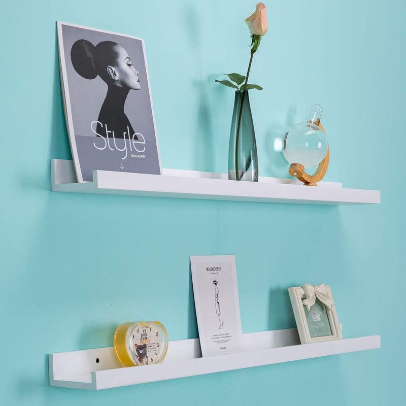 AZSKY 36 Inch Picture Ledge Shelf Floating Shelves Wall Mounted Set of 2 White - Image 5